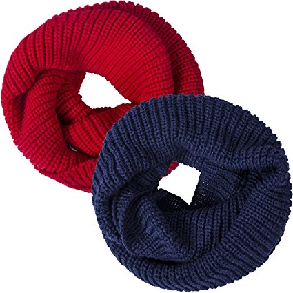 Oryer 2 Pack Womens Winter Warm Thick Knit Infinity Scarf Circle Loop Cowl Scarf