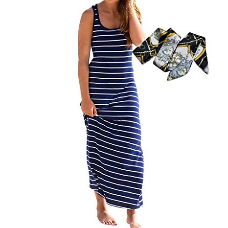 Donalworld Women Boho Stripe Summer Beach Long Maxi Sundress Dress