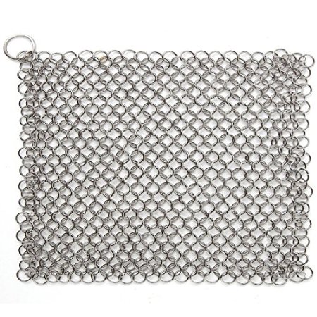 KevenAnna® Iron Cleaner XL 8x6 Inch Premium Stainless Steel Chainmail Scrubber-stainless steel grill cleaner-Cast Iron Cleaner
