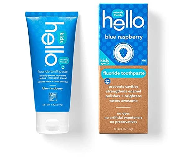 Hello Oral Care Kids Fluoride Toothpaste (2 Count, Blue Raspberry)