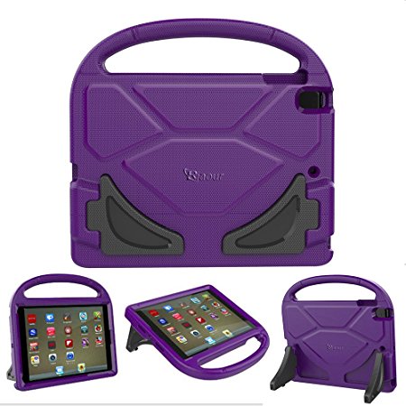 New iPad 9.7 Inch 2017 / iPad Air 2 / iPad Air Case - Riaour Kids Friendly Light Weight Shock Proof Handle Stand Cover for Apple New iPad 9.7" 2017 Model, iPad Air 2, iPad Air, (Purple)
