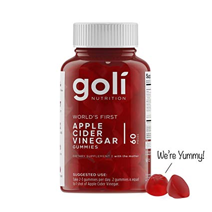 World's First Apple Cider Vinegar Gummy Vitamins by Goli Nutrition - 1 Pack - (60 Count, Organic, Vegan, Gluten-Free, Non-GMO, with"The Mother", Vitamin B9, B12, Beetroot, Pomegranate)