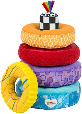 Lamaze Rainbow Rings Stacking Rings for Babies, Educational and Interactive Cuddly Toy, Plush Toy Suitable for Babies Boys and Girls from 6 Months