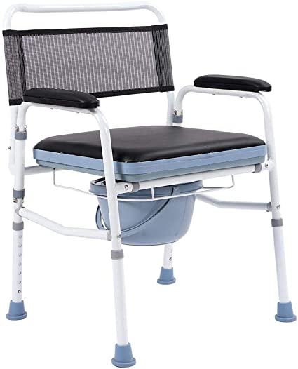 Height Adjustable Commode Seat, Lightweight Portable Commode Seat with Commode Bucket Toilet Seat Commode with Armrest