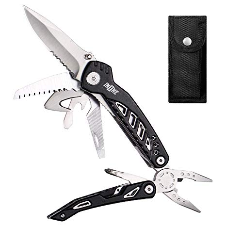 INONE Pocket Knife Utility Knife 12-in-1 Multitool with Blades, Saw, Pliers, Screwdriver, Bottle/Can Opener Multi Tool for Home, Outdoor, Car set, Self Defense, Survival, Camping, Hiking, Fishing