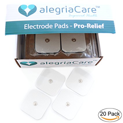 Electrode Pads 20 (2"x2" Snap) - 1 Year Money Back Guarantee. FDA Certified TENS Pads with patented electrode gel made in USA. TENS Electrodes for TENS Unit Muscle Stimulator and TENS Machine