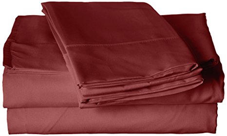 Cathay Home 90GSM Solid Sheet Set, Queen, Burgundy