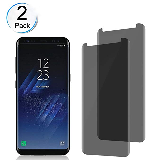 Samsung Galaxy S8 Anti - Spy Tempered Glass Screen Protector ,Loopilops[9H Hardness][3D Curved][No Bubble][Anti-Scratch]Privacy Glass Screen Protector Compatible with Samsung Galaxy S8 (2-Pack)