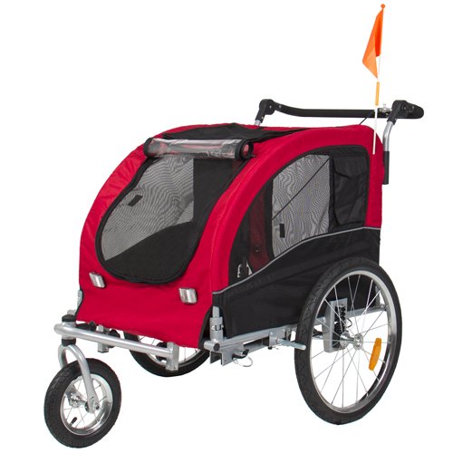 Best Choice Products 2 in 1 Pet Dog Bike Trailer Bicycle Trailer Stroller Jogger w Suspension Red