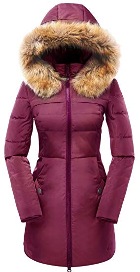 Valuker Women's Down Coat with Fur Hood with 90% Down Parka Puffer Jacket