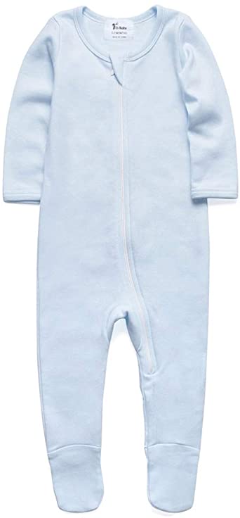 O2Baby Baby Boys Girls Organic Cotton Zip Front Sleeper Pajamas, Footed Sleep 'n Play