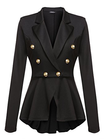 ACEVOG Women's Crop Slim Fit Casual Work Peplum Blazer Jacket Coat