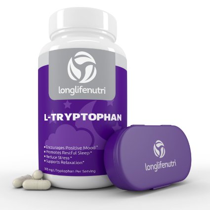 L-Tryptophan 500mg  60 Capsules  Improve Sleep  Mood Support  Boost Immune System  Reduce Stress  Anti Anxiety and Depression Pills  100 Natural Relaxer  Made In USA  Best L Tryptophan 500 Mg