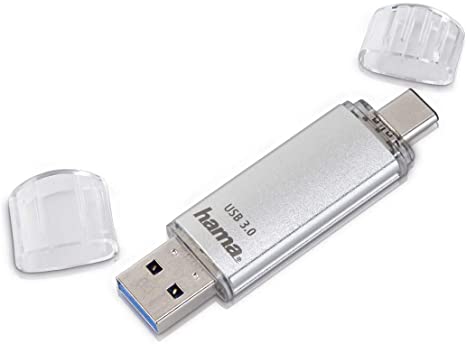 Hama C-Laeta USB Flash Drive, USB-C USB 3.1/3.0, 128GB, 40 MB/s, Silver