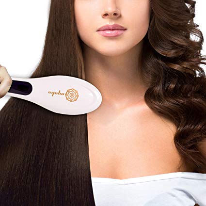 Brush Hair straightener Detangling Hair Brush LCD Eletric Comb Ceramic Hair Styling,White