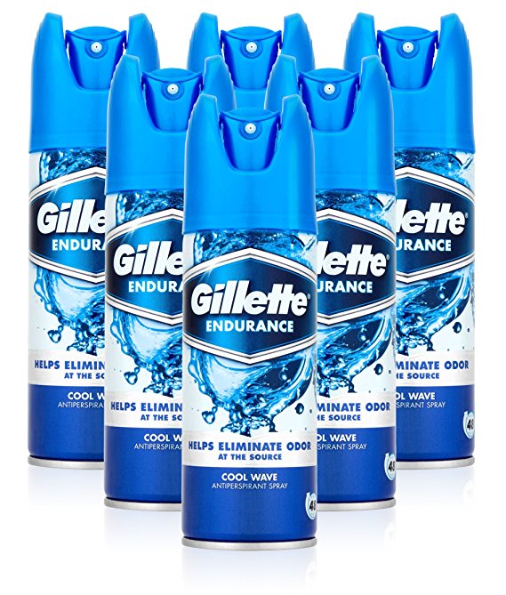 6x Gillette Endurance COOL WAVE Deodorant ANTIPERSPIRANT Mens 150ml