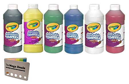 Crayola Washable Tempera Paint, 16 Oz Plastic Squeeze Bottles, 1 Each of 6 Primary Assorted Colors…