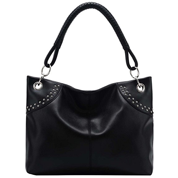 FASH Limited Studded Slouchy Hobo Faux Leather Handbag, One Size