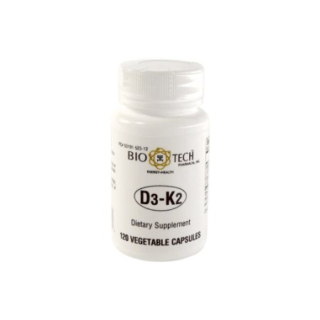 Bio-Tech D3-K2, Vitamin D3 10,000IU plus Vitamin K2 100 micrograms, 120 vegetable capsules