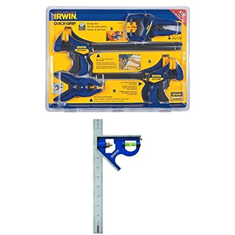 IRWIN QUICK-GRIP Clamp Set and IRWIN Combination Square