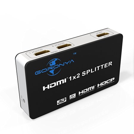 Goronya 1 x 2 HDMI V 1.4 Amplifier Splitter for Ultra HD 4K and 3D