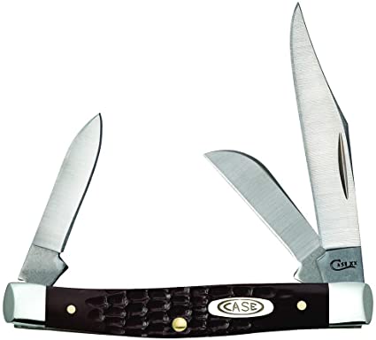 CASE XX WR Pocket Knife Brown Synthetic Jigged Medium Stockman Item #106 - (6344 SS) - Length Closed: 3 1/4 Inches