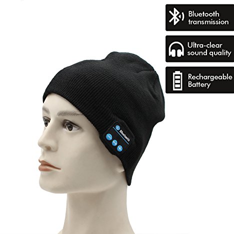 RQN Outdoor Bluetooth Hat Wireless Bluetooth Headphone Headset Earphone W/stereo Speakers & Mic Black