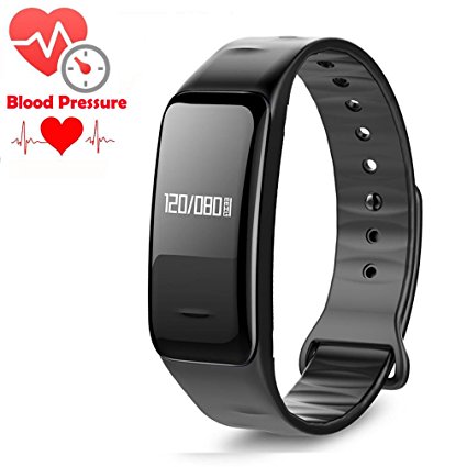 Blood Pressure Bracelet Oxygen Fitness Tracker,IP67 Waterproof Smart Watch Heart Rate monitor Sleeping Management Pedometer,OLED Touch Screen for Android iOS
