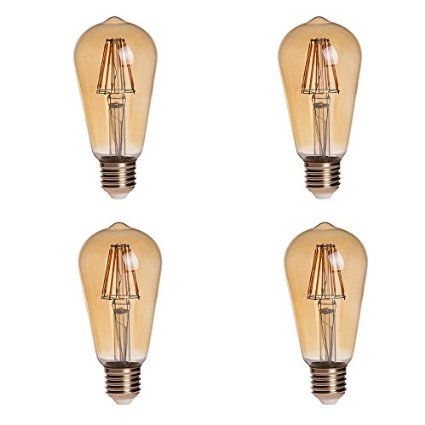 HERO-LED ST18-DSGT-8W-WW22 Gold Tint ST18 E26E27 8W Edison Style LED Vintage Antique Filament Bulb 75W Equivalent Ultra Warm White 2200K 4-PackNot Dimmable