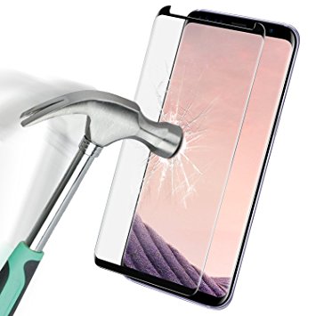 Samsung Galaxy S8 Screen Protector, SOCU 3D Curved Galaxy S8 Tempered Glass Protector [Case Friendly], 9H Hardness, Bubble Free, Anti-Fingerprint HD Screen Protector Film (Noir)