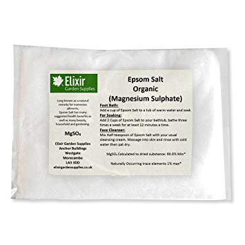 Elixir Gardens ® Natural Epsom Salts - Food Grade (FCC) - Great for baths! (500g)