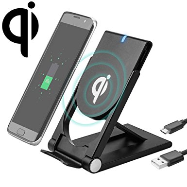 Qi Wireless Charger, YaSaShe QI Wireless Charging Stand for Samsung Note 8, Galaxy S8, S8 Plus, S7 Edge, S7, S6 Edge Plus, Note 5, Fast Charge for iPhone X iPhone 8 iPhone 8 Plus (3)