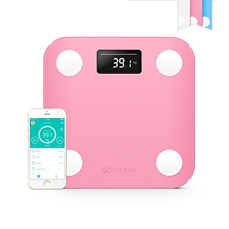 YUNMAI Mini Smart Body Analyser -Bluetooth Bathroom Scale with 10 Body Composition analysis (Inc. Body fat) - Pink