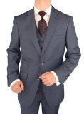 Bianco B Mens Suit 3 Piece Vested Suit Ticket Pocket Jacket Vest and Trousers