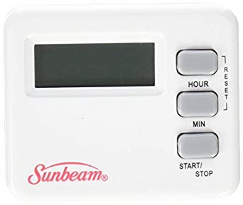 Sunbeam Digital Clock and Timer, 2-2/3 x 2 Inches, White