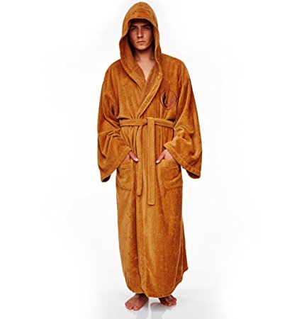 Star Wars Jedi Fleece Robe Tan Logo Adult, Size Large