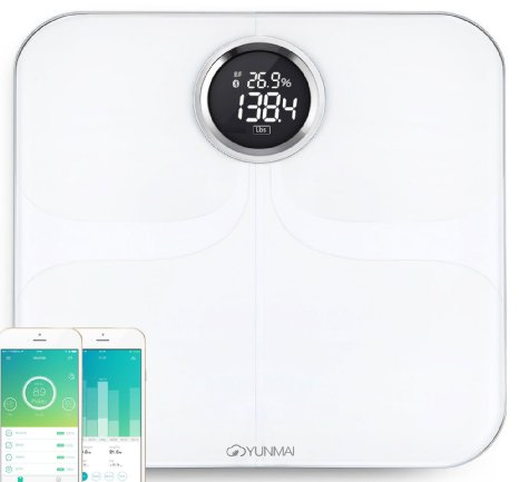 Yunmai HQ White Bluetooth Smart body fat scale 8 statistics 16 user recognition and bluetooth 40 automatic connection with FREE APPiPhoneampAndroid connected to HEALTH