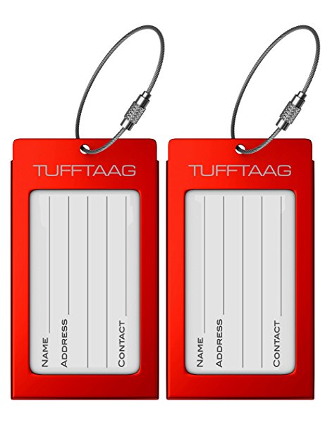 Luggage Tags Business Card Holder TUFFTAAG Travel ID Bag Tag in 10 Color Options