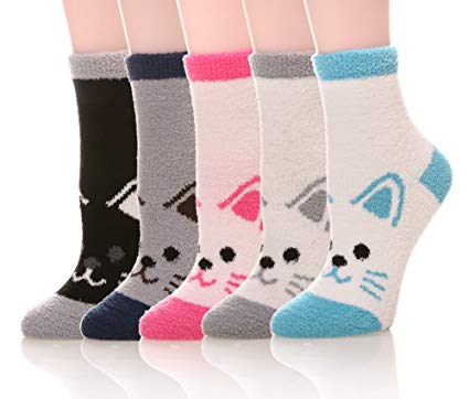 MIUBEE Women 5 Pairs Pack Super Soft Cozy Fuzzy Cute Winter Socks
