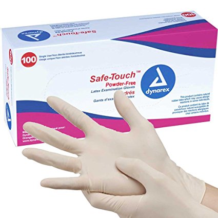 Safe-Touch Disposable Latex Exam Gloves, Powder-Free, Size Large, Case of 10/100s (1000 ct)
