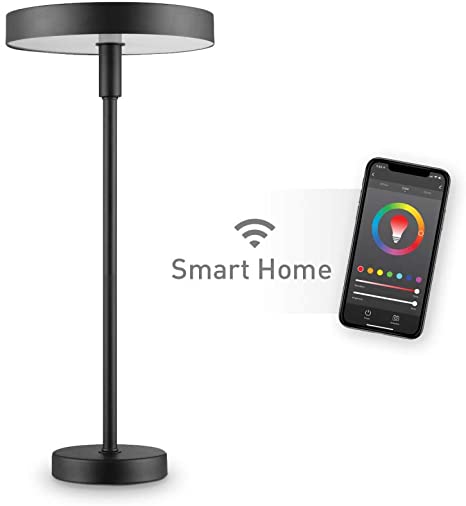 Globe Electric 67240 Wi-Fi Smart Table Lamp, Satin Black, No Hub Required, Voice Activated, 7 Watts, Multicolor Changing RGB, Tunable White 2000K - 5000K, 400 Lumens, 50,000 Hours, 80 CRI