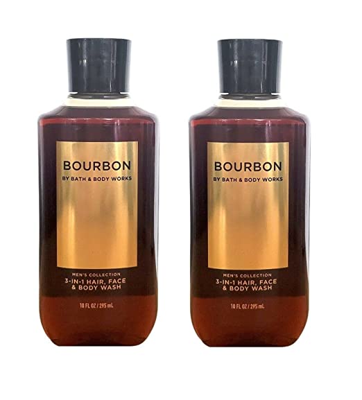 Bath and Body Works For Men 3-in-1 Hair, Face & Body Wash - Value Pack lot of 2 - Full Size (Bourbon)