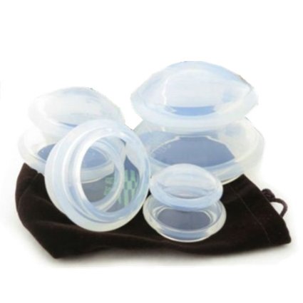 Plceo 4 Cup Premium Transparent Silicone Cupping Set for Chinese Cupping and Carry Bag