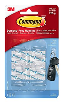 Command Hooks Transparent Plastics 6 Hook / 8 S Size Bands