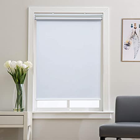 Blackout Roller Shades and Blinds for Windows, Bedroom, Thermal, Cordless and Easy to Pull Down & Up, White, 28" W x 72" H