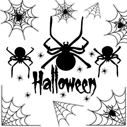 GiBot Spiders Wall Stickers Art Decal Decor for Halloween Party Haunted House Carnival Vampire and Batman Bedroom Living Room Decoration