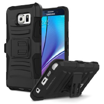 Galaxy Note 5 Case - MoKo [Heavy Duty] Full Body Rugged Holster Cover with Swivel Belt Clip - Dual Layer Shock Resistant Samsung Galaxy Note 5 Case 5.7 Inch (2015 Release), BLACK