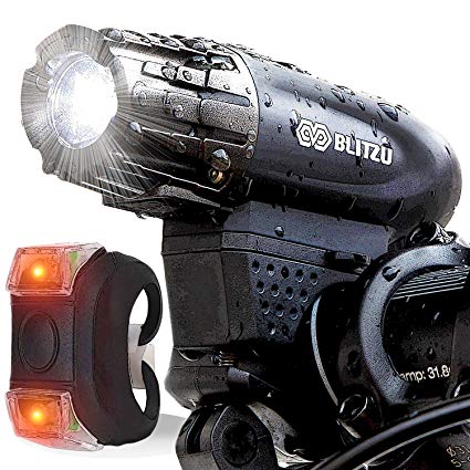 Super Bright USB Rechargeable Bike Light - Blitzu Gator 320 POWERFUL Bike Headlight - TAIL LIGHT INCLUDED 320 Lumens LED Front Light Waterproof Easy Installation for Cycling Safety Flashlight
