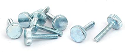 uxcell M4x20mm Knurled Head Flat Point Fully Threaded Thumb Screws Fastener 8pcs