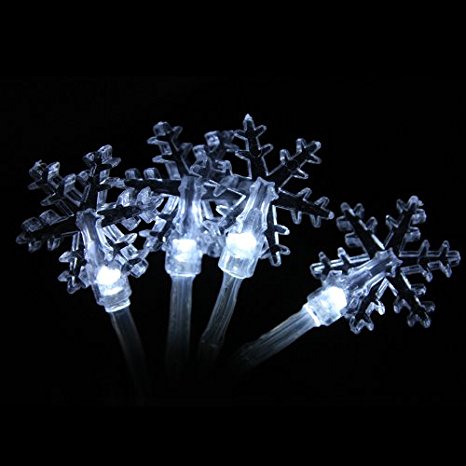 InnooTech Snowflake Indoor Lights String Battery Operated 40 Led Light for Bedroom Outdoor Xmas Decoration, Indoor Christmas Tree Pendant Fairy Lights(White)